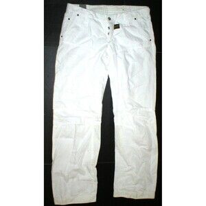 New NWT Womens Designer G-Star Originals Raw Denim White Pants Zipper 31 Tall 34